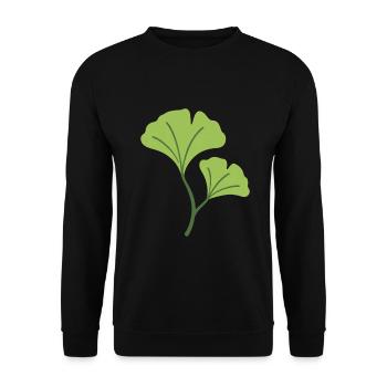 Ginkgo Pflanze Illustration Geschenkidee - Unisex Pullover - Schwarz - Vorne - Alina (178cm) & Michal (187cm)