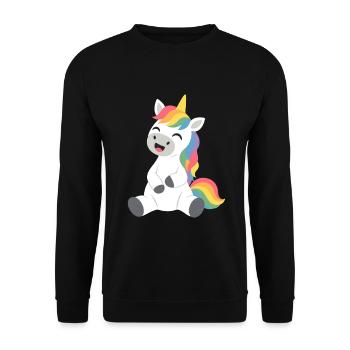 Einhorn märchenhaft lustig Fantasieillustration - Unisex Pullover - Schwarz - Vorne - Alina (178cm) & Michal (187cm)