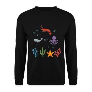 Garnele Unterwasser Kinder Wal - Unisex Pullover - Schwarz - Vorne - Alina (178cm) & Michal (187cm)