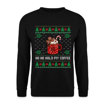 Ho Ho Hold My Coffee – Lebkuchen Kaffeetasse - Unisex Pullover - Schwarz - Vorne - Alina (178cm) & Michal (187cm)