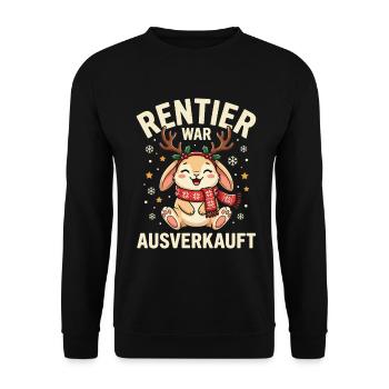 Rentierhase Ausverkauft Weihnachtsdesign - Unisex Pullover - Schwarz - Vorne - Alina (178cm) & Michal (187cm)
