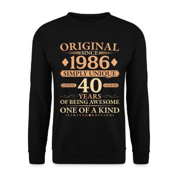 Original 1986 Living Legend 40th Birthday Gift - Unisex Pullover - Schwarz - Vorne - Alina (178cm) & Michal (187cm)