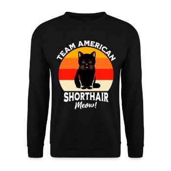 Team Amerikanische Kurzhaarkatze - Unisex Pullover - Schwarz - Vorne - Alina (178cm) & Michal (187cm)
