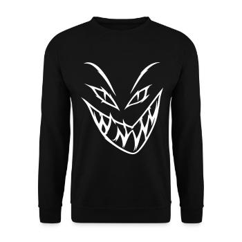 Dämonisches Grinsen – Unheimliche Horrorfratze - Unisex Pullover - Schwarz - Vorne - Alina (178cm) & Michal (187cm)