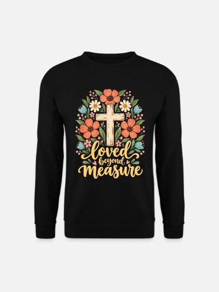 Über Maße geliebte christliche Frauen Jesus Floral - Unisex Pullover - Schwarz
