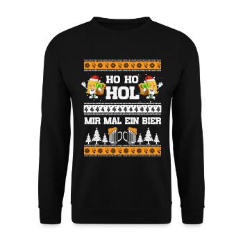 Ho Ho Hol – Biergläser mit Geschenken - Unisex Pullover - Schwarz - Vorne - Alina (178cm) & Michal (187cm)