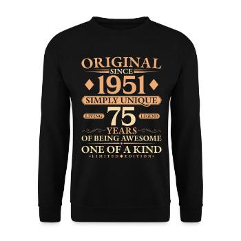Original 1951 Living Legend 75th Birthday - Unisex Pullover - Schwarz - Vorne - Alina (178cm) & Michal (187cm)