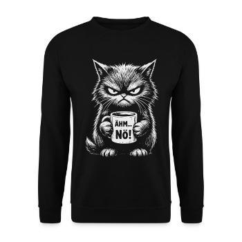 Ähm No Katze - Unisex Pullover - Schwarz - Vorne - Alina (178cm) & Michal (187cm)