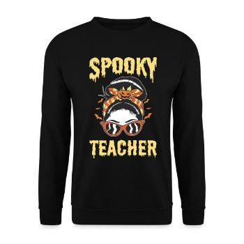 Spooky Teacher Halloween Kostüm Lehrerin - Unisex Pullover - Schwarz - Vorne - Alina (178cm) & Michal (187cm)
