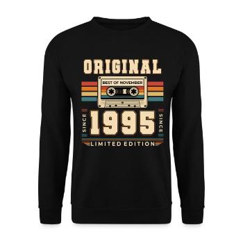 31. Geburtstag Geschenk Mann Best of November 1995 - Unisex Pullover - Schwarz - Vorne - Alina (178cm) & Michal (187cm)