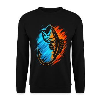 Angel Angeln Kinder Jungen Angler Herren - Unisex Pullover - Schwarz - Vorne - Alina (178cm) & Michal (187cm)