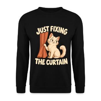 Nur den Vorhang reparieren - Unisex Pullover - Schwarz - Vorne - Alina (178cm) & Michal (187cm)