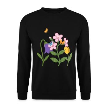 Blumen botanisch Naturmotiv Design Blumenliebhaber - Unisex Pullover - Schwarz - Vorne - Alina (178cm) & Michal (187cm)