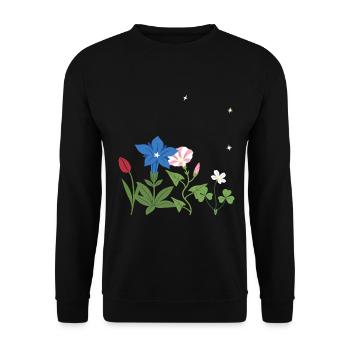 Blumen botanisch Pflanzen Zeichnung Gartenfreunde - Unisex Pullover - Schwarz - Vorne - Alina (178cm) & Michal (187cm)