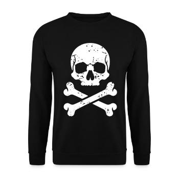 Totenkopf mit gekreuzten Knochen - Unisex Pullover - Schwarz - Vorne - Alina (178cm) & Michal (187cm)
