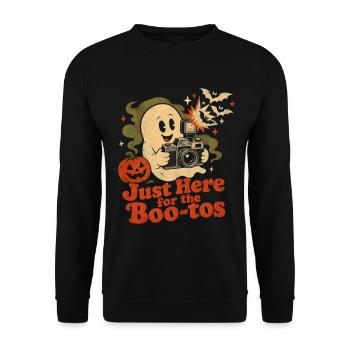 Halloween Fotograf Geist Kamera - Unisex Pullover - Schwarz - Vorne - Alina (178cm) & Michal (187cm)
