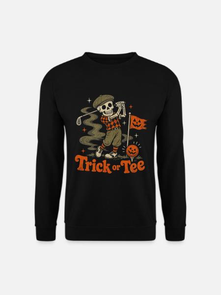 Halloween Golf Skelett Golfer Retro - Unisex Pullover - Schwarz