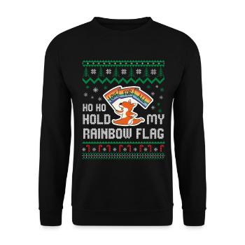 Ho Ho Hold My Rainbow Flag – Love for All - Unisex Pullover - Schwarz - Vorne - Alina (178cm) & Michal (187cm)
