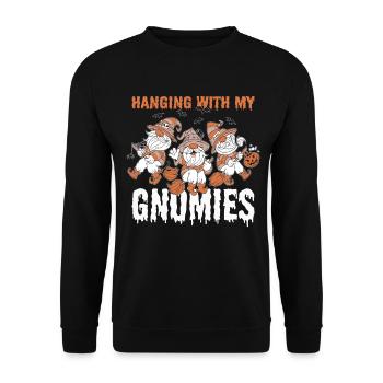 Hanging With My Gnomies - Unisex Pullover - Schwarz - Vorne - Alina (178cm) & Michal (187cm)