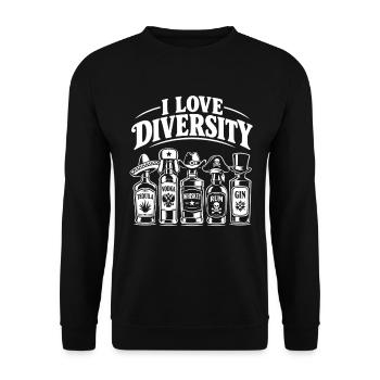 I Love Diversity - Spirituosen - Unisex Pullover - Schwarz - Vorne - Alina (178cm) & Michal (187cm)