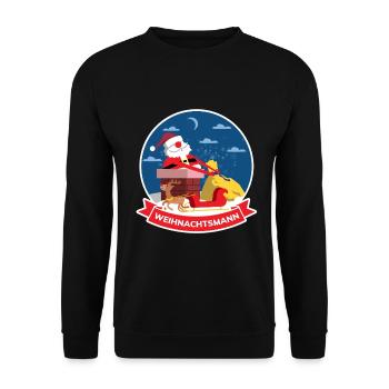 Weihnachtsmann auf dem Dach – Weihnachten - Unisex Pullover - Schwarz - Vorne - Alina (178cm) & Michal (187cm)
