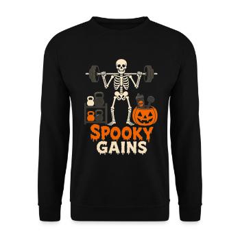 halloween_-_spooky_gains - Unisex Pullover - Schwarz - Vorne - Alina (178cm) & Michal (187cm)