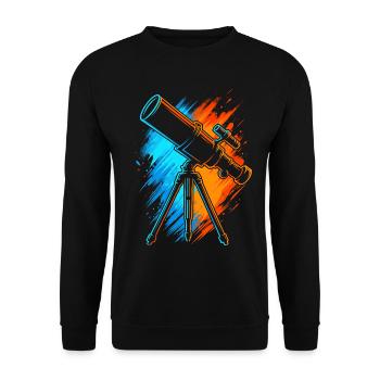 Teleskop Astronomie Herren Jungen Kinden Astronom - Unisex Pullover - Schwarz - Vorne - Alina (178cm) & Michal (187cm)