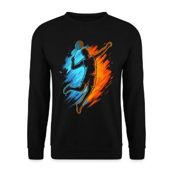 Federball Badmintonspieler Kinder Badminton Herren - Unisex Pullover - Schwarz - Vorne - Alina (178cm) & Michal (187cm)