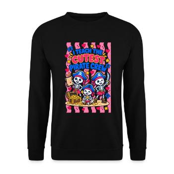 I Teach The Cutest Pirate Crew - Fun Halloween  - Unisex Pullover - Schwarz - Vorne - Alina (178cm) & Michal (187cm)