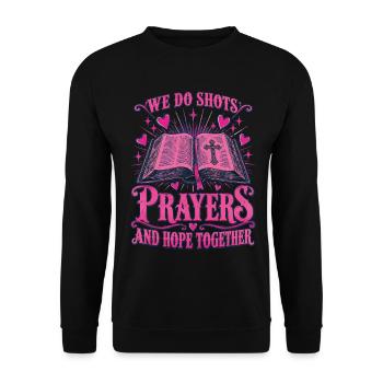 Christliche IVF Wir machen Spritzen, Gebete und Hoffnung zusammen - Unisex Pullover - Schwarz - Vorne - Alina (178cm) & Michal (187cm)