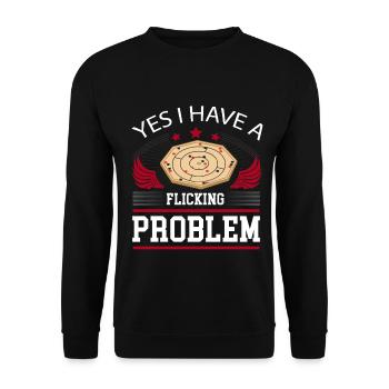 Yes I Have a Flicking Problem – Crokinole - Unisex Pullover - Schwarz - Vorne - Alina (178cm) & Michal (187cm)