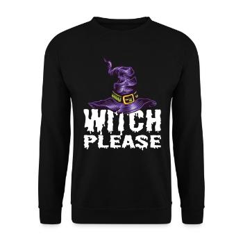 Witch Please Halloween Hexen Kostüm Hexenhut - Unisex Pullover - Schwarz - Vorne - Alina (178cm) & Michal (187cm)