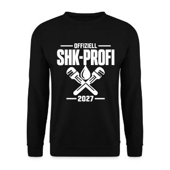 Offiziell SHK-Profi 2027 – Prüfung bestanden - Unisex Pullover - Schwarz - Vorne - Alina (178cm) & Michal (187cm)