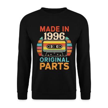 1996 Geburtstag Original 90er 80er Kassettenband Retro - Unisex Pullover - Schwarz - Vorne - Alina (178cm) & Michal (187cm)