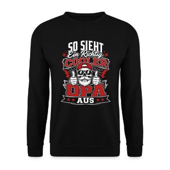 So sieht ein cooler Opa aus - Unisex Pullover - Schwarz - Vorne - Alina (178cm) & Michal (187cm)