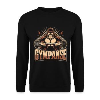 Gympanse Gewichtheber Bodybuilding - Unisex Pullover - Schwarz - Vorne - Alina (178cm) & Michal (187cm)