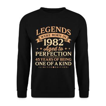 Jahrgang 1982 One Of A Kind 45th Birthday - Unisex Pullover - Schwarz - Vorne - Alina (178cm) & Michal (187cm)