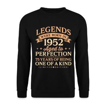 Jahrgang 1952 One Of A Kind 75th Birthday - Unisex Pullover - Schwarz - Vorne - Alina (178cm) & Michal (187cm)
