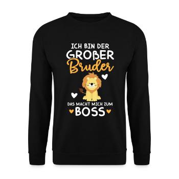 Ich bin der große Bruder Löwe Geschwister - Unisex Pullover - Schwarz - Vorne - Alina (178cm) & Michal (187cm)