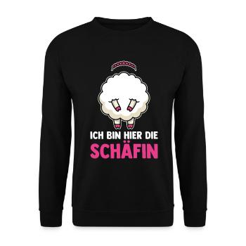 Ich Bin Hier die Schaefin - Unisex Pullover - Schwarz - Vorne - Alina (178cm) & Michal (187cm)