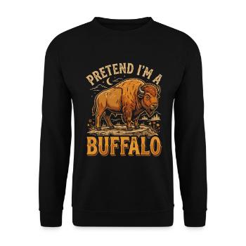 Buffalo Spruch Vintage Druck - Unisex Pullover - Schwarz - Vorne - Alina (178cm) & Michal (187cm)