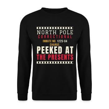 North Pole Correctional - Peeked At The Presents - Unisex Pullover - Schwarz - Vorne - Alina (178cm) & Michal (187cm)