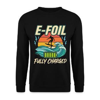 E-Foil Vollgeladen am Strand - Unisex Pullover - Schwarz - Vorne - Alina (178cm) & Michal (187cm)