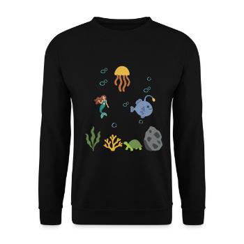 Qualle Unterwasser Kinder Meerjungfrau - Unisex Pullover - Schwarz - Vorne - Alina (178cm) & Michal (187cm)