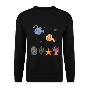 Seeteufel Unterwasser Kinder Nautilus Illustration - Unisex Pullover - Schwarz - Vorne - Alina (178cm) & Michal (187cm)