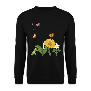 Blumen floral Natur Zeichnung Naturfreunde - Unisex Pullover - Schwarz - Vorne - Alina (178cm) & Michal (187cm)