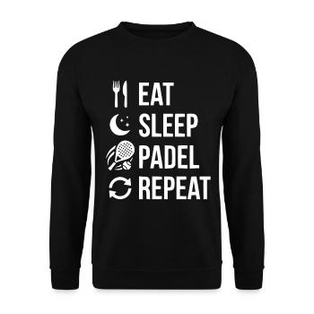 Eat Sleep Padel Repeat - Unisex Pullover - Schwarz - Vorne - Alina (178cm) & Michal (187cm)
