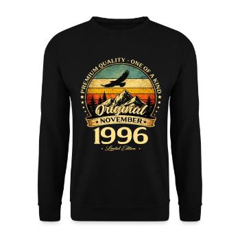 30. Geburtstag Geschenk November Jahrgang 1996 - Unisex Pullover - Schwarz - Vorne - Alina (178cm) & Michal (187cm)