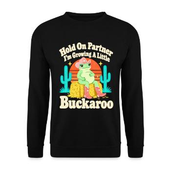 Wüstenkaktus-Frosch-Mama Kleiner Buckaroo - Unisex Pullover - Schwarz - Vorne - Alina (178cm) & Michal (187cm)