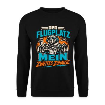 Flugplatz ist mein Zuhause - Unisex Pullover - Schwarz - Vorne - Alina (178cm) & Michal (187cm)